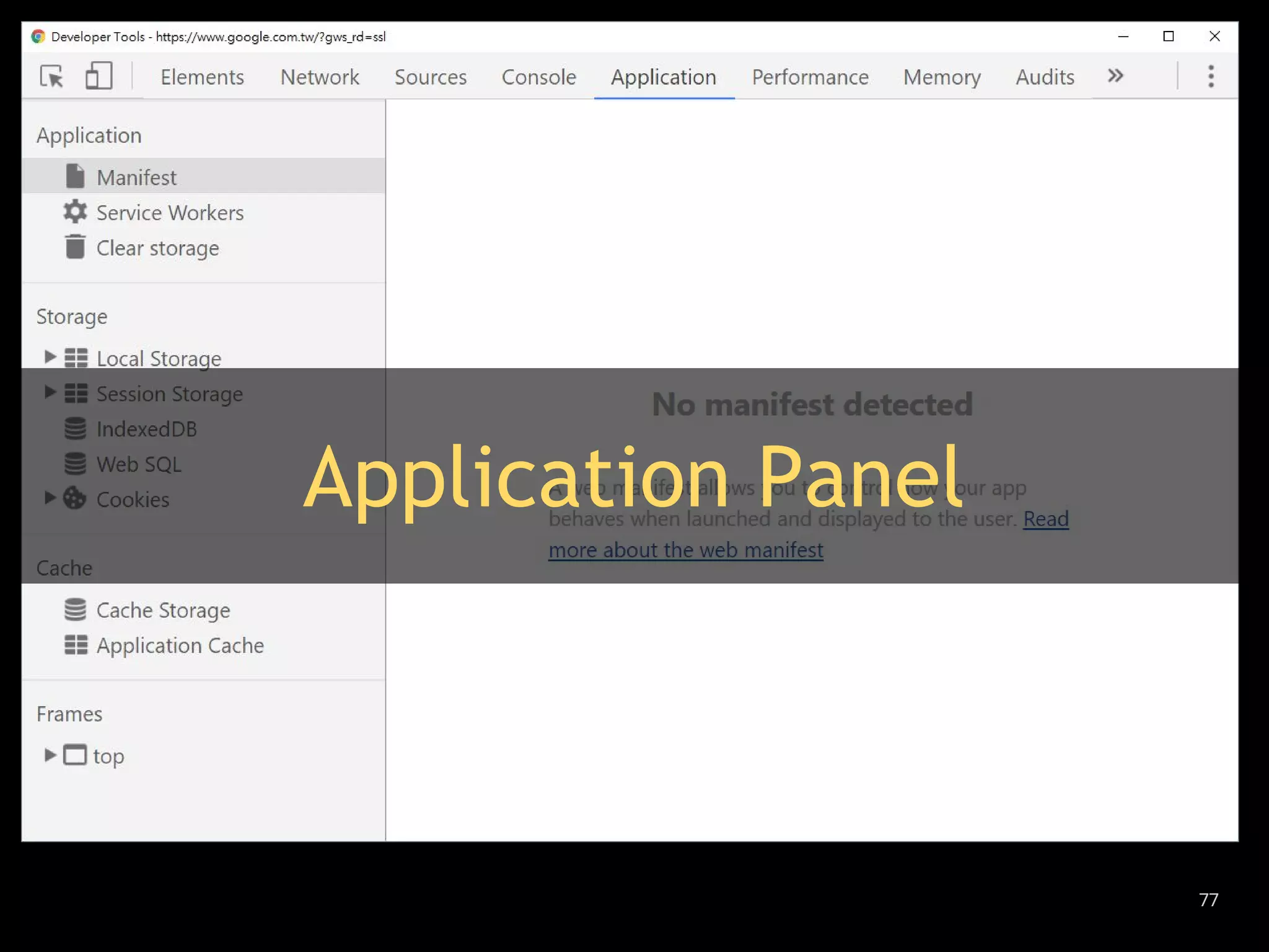 77
Application Panel
 