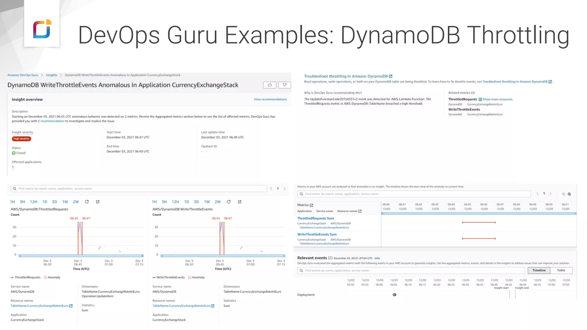 DevOps Guru Examples: DynamoDB Throttling
 