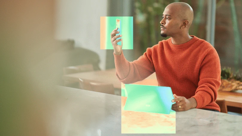 A man holding a tablet.
